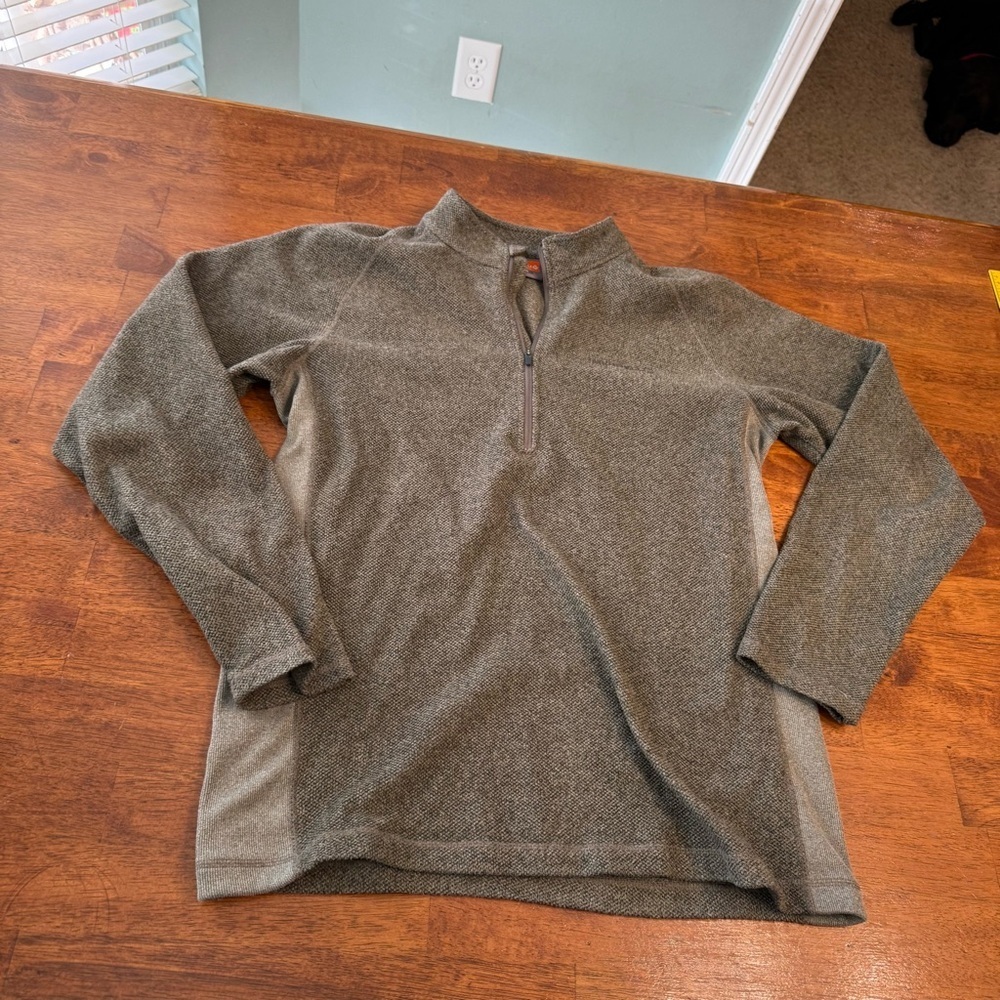Merrell Men's Forest Green tan 1/4 Zip-Up Sweater pullover size medium